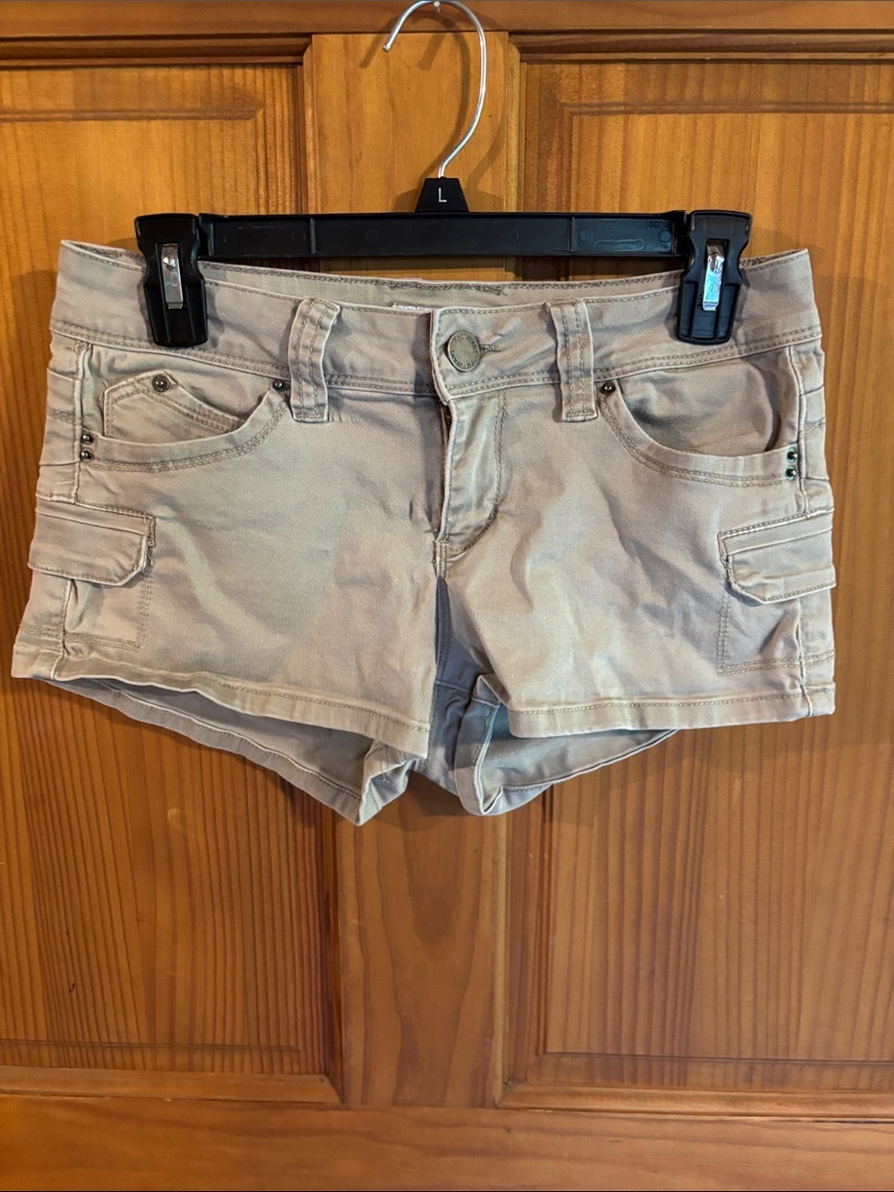 YMI Tan Cargo Denim Shorts - Light Khaki